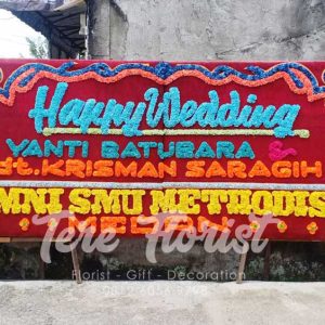 papan bunga happy wedding medan