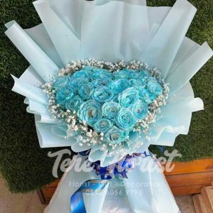 Buket Bunga Mawar Biru Toska