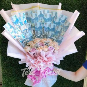 Buket Uang 50 Ribu Mawar Segar