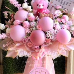 standing flower bunga artificial ucapan selamat atas kelahiran anak