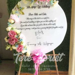 papan bunga akrilik wedding kekinian