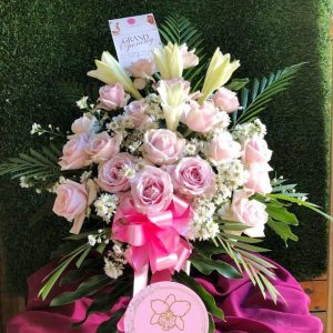 bunga meja ucapan selamat dengan bunga segar