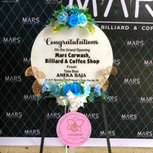 papan bunga akrilik ucapan selamat atas pembukaan usaha baru