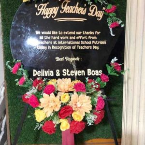 papan bunga akrilik ucapan hari guru warna hitam