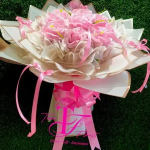 Buket Bunga Artificial Mawar Pink