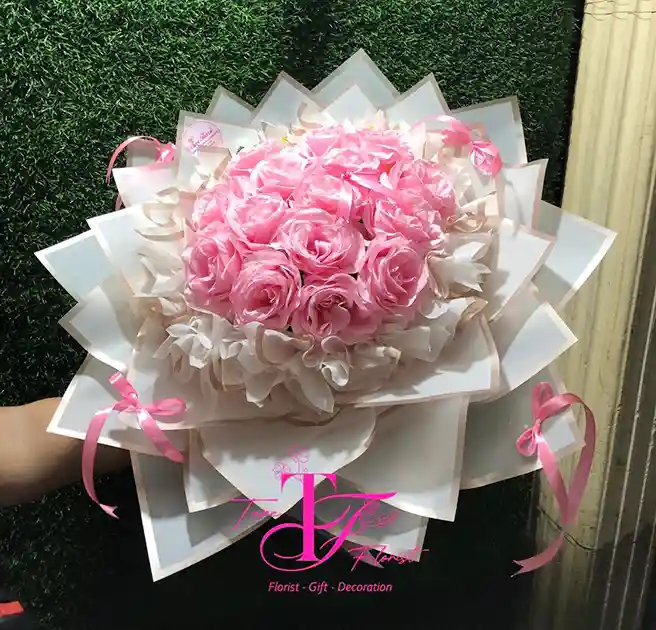 Buket Bunga Artificial Mawar Pink