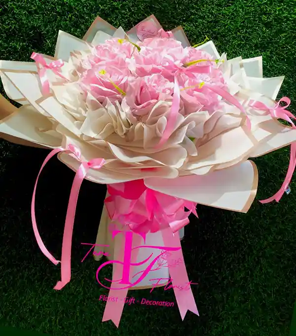 Buket Bunga Artificial Mawar Pink