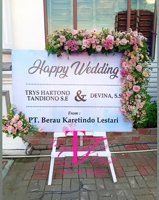 Papan Bunga Printing Happy Wedding
