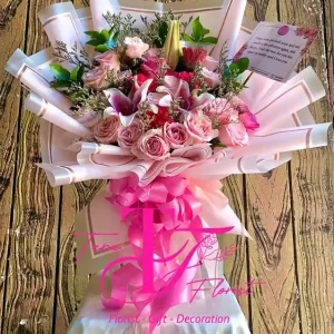 Buket Bunga Segar Mawar Pink Soft