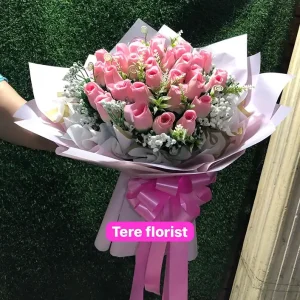 Buket Bunga Mawar Pink Artificial