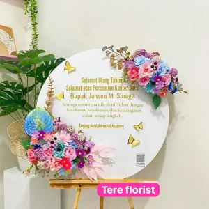 Papan Bunga Akrilik Selamat Ulang Tahun dan Selamat Sukses
