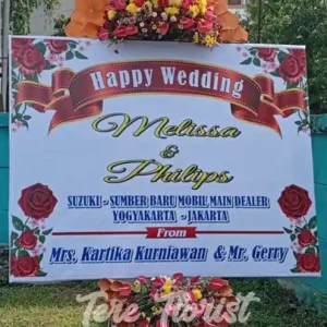 Papan Bunga Printing Happy Wedding