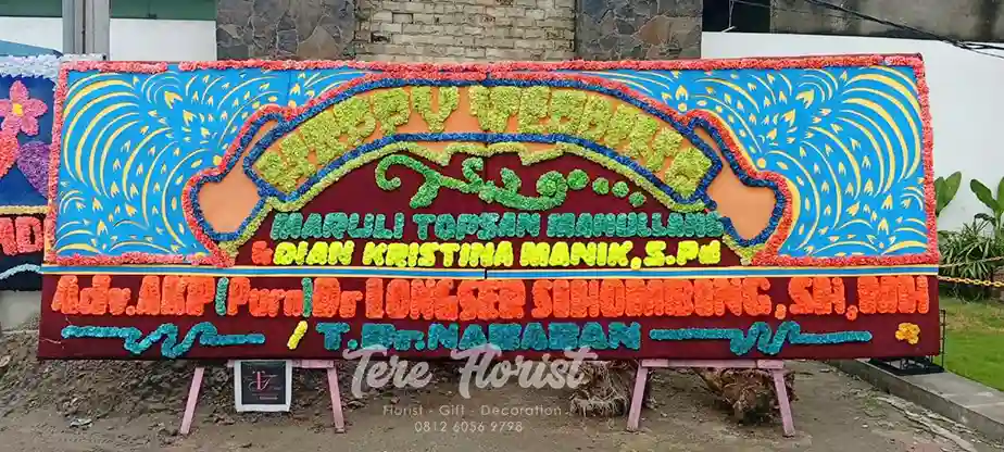 papan bunga medan happy wedding