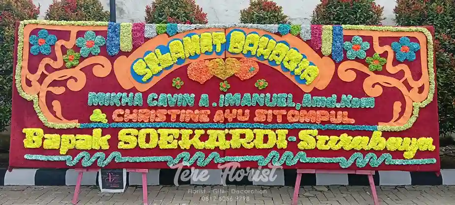 bunga papan gandeng selamat bahagia medan